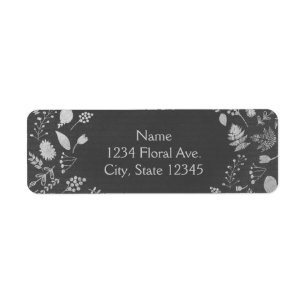 Charcoal Grey Silver Floral Wedding Address Labels