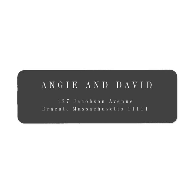 Charcoal Grey Simple Return Address Label (Front)