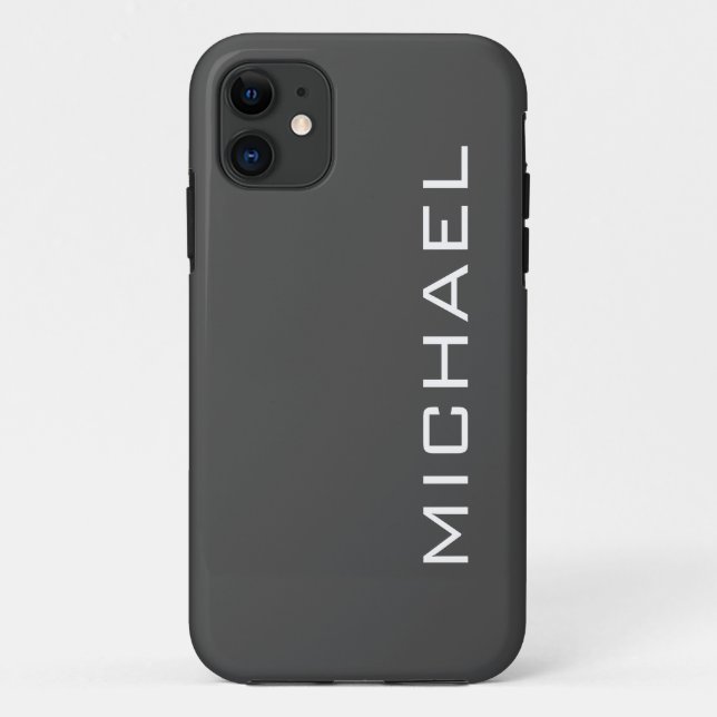 Charcoal Grey Solid Colour | Minimalist Name Case-Mate iPhone Case (Back)