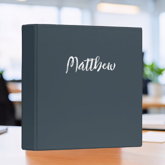  charcoal grey solid colour -personalized  binder