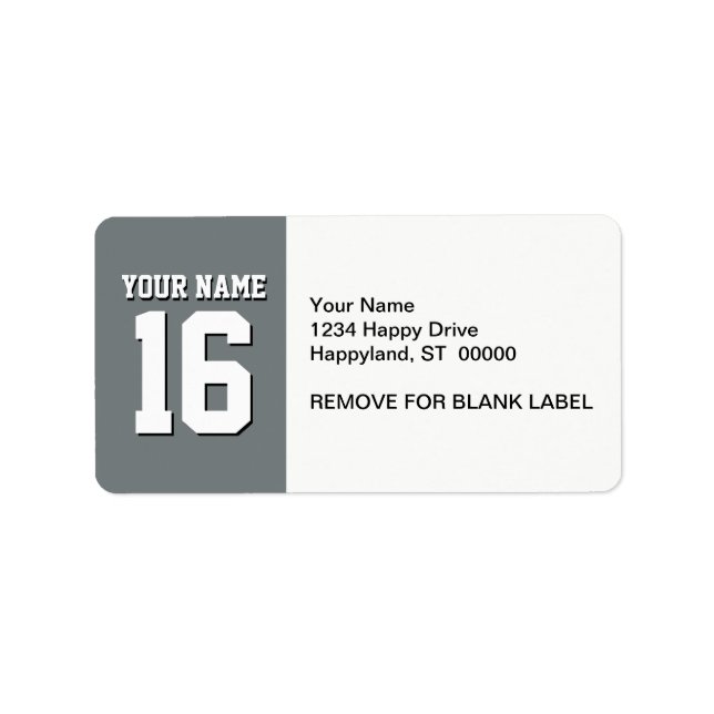 Charcoal Grey Sports Jersey Team Jersey Label (Front)