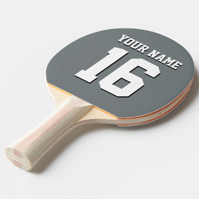 Charcoal Grey Sports Jersey Team Jersey Ping Pong Paddle (Front Angle)