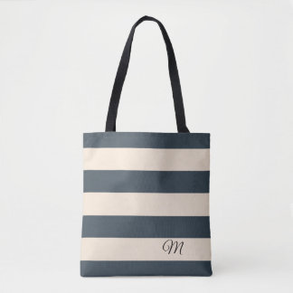 Charcoal Grey Stripes Tote Bag