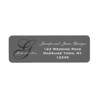 Charcoal Grey Swirl Initial G Wedding