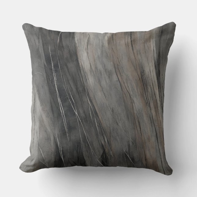 Charcoal Grey Taupe Black Abstract Throw Pillow (Front)