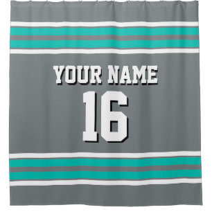 Charcoal Grey Teal White Stripes Sports Jersey