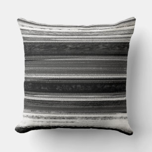 Charcoal Grey Textured Abstract Stripe Pattern Throw Pillow