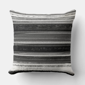 Charcoal Grey Textured Abstract Stripe Pattern Throw Pillow