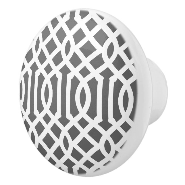 Charcoal Grey Trellis Ceramic Knob (Right)