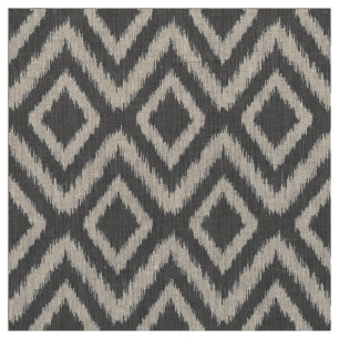 Charcoal Grey Tribal Ikat Chevron Fabric