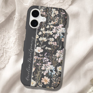 Charcoal Grey Watercolor Floral Personalized