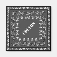 Charcoal Grey Western Paisley Bandana Personalized