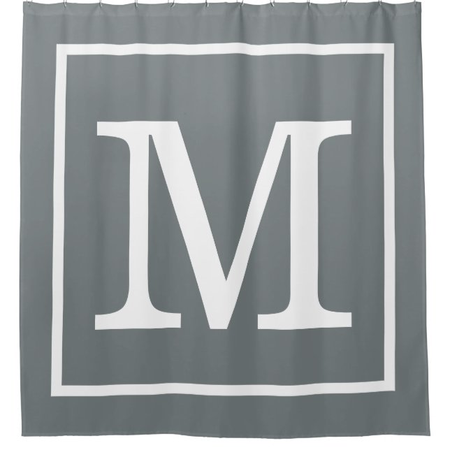 Charcoal Grey White Framed XL Initial Monogram (Front)