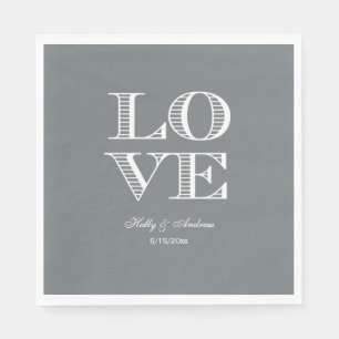 Charcoal Grey, White LOVE Napkins