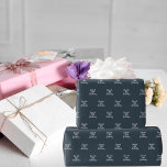 Charcoal grey white name script wrapping paper<br><div class="desc">Charcoal grey background colour,  white text. 
Personalize and add a name and age. Handwritten style script.</div>