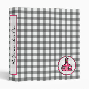 Charcoal Grey with Pink Teacher Binder