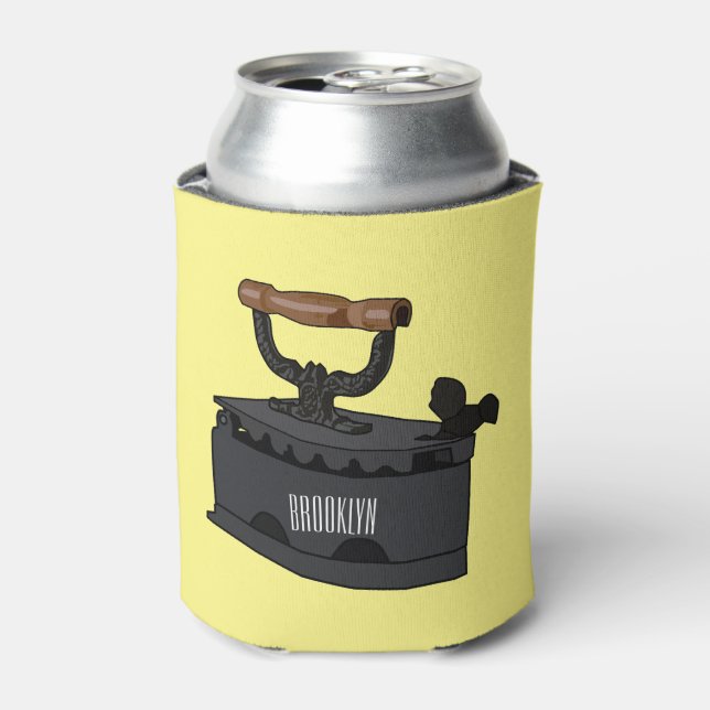Charcoal iron cartoon illustration  can cooler (Can Front)