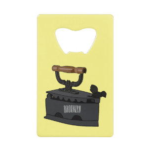 Charcoal iron cartoon illustration credit card bottle opener