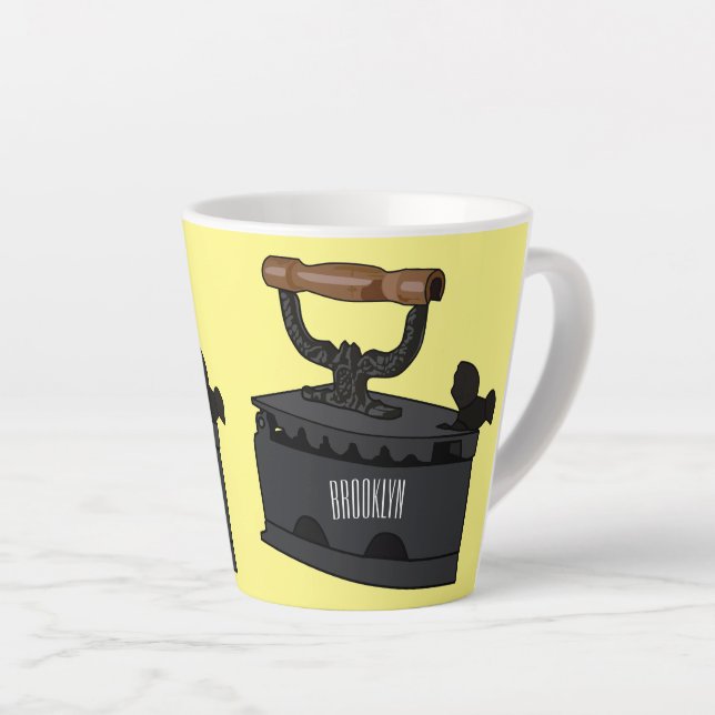 Charcoal iron cartoon illustration  latte mug (Right Angle)
