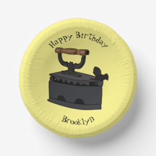 Charcoal iron cartoon illustration  paper plate