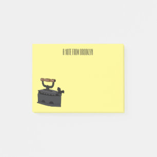 Charcoal iron cartoon illustration  post-it notes