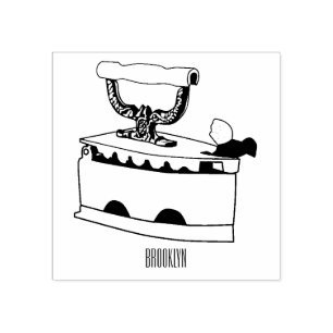 Charcoal iron cartoon illustration  rubber stamp