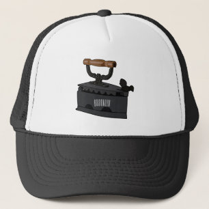 Charcoal iron cartoon illustration  trucker hat