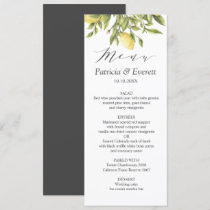 Charcoal   Lemons and Leaves Boho chic Wedding Invitation