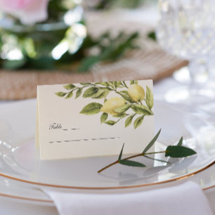 Charcoal Lemons Leaves elegant Wedding Business Card