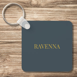 Charcoal Luxury Custom Serif Name Gift For Her Keychain