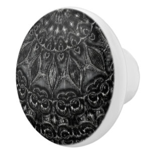 Charcoal Mandala Ceramic Knob