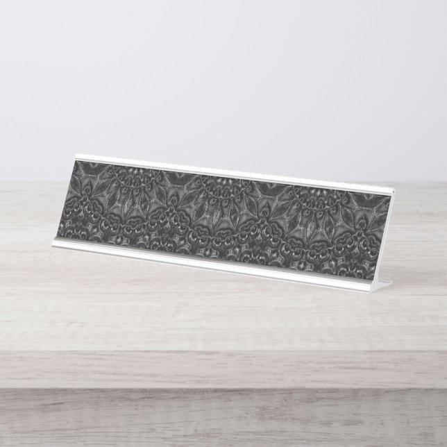 Charcoal Mandala   Desk Name Plate (Front)