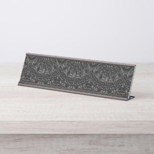 Charcoal Mandala Desk Name Plate