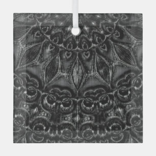 Charcoal Mandala Glass Ornament