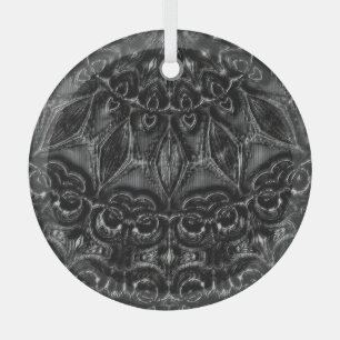 Charcoal Mandala Glass Ornament