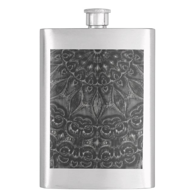 Charcoal Mandala  Hip Flask (Front)