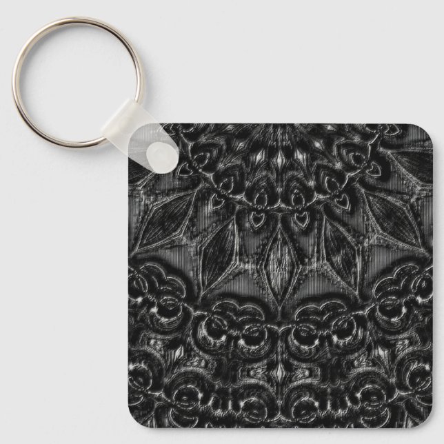 Charcoal Mandala  Keychain (Front)
