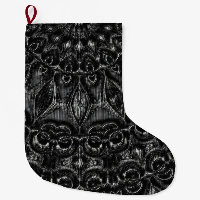Charcoal Mandala   Large Christmas Stocking (Front)
