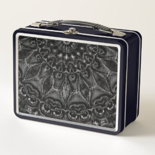 Charcoal Mandala  Metal Lunch Box