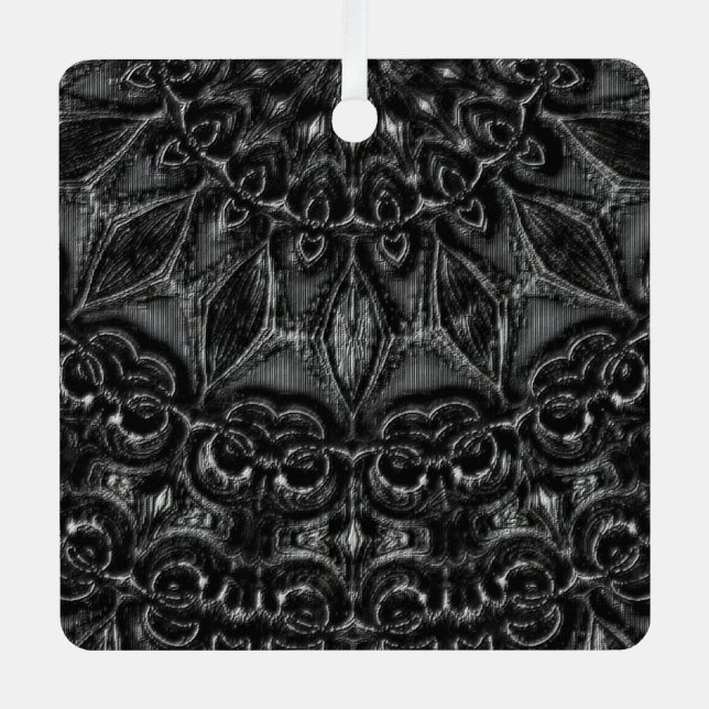 Charcoal Mandala   Metal Ornament (Front)