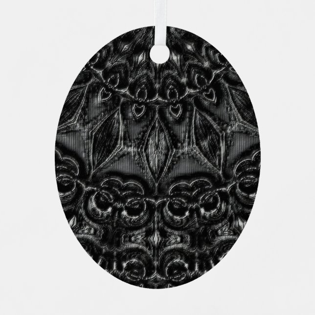 Charcoal Mandala   Metal Ornament (Front)