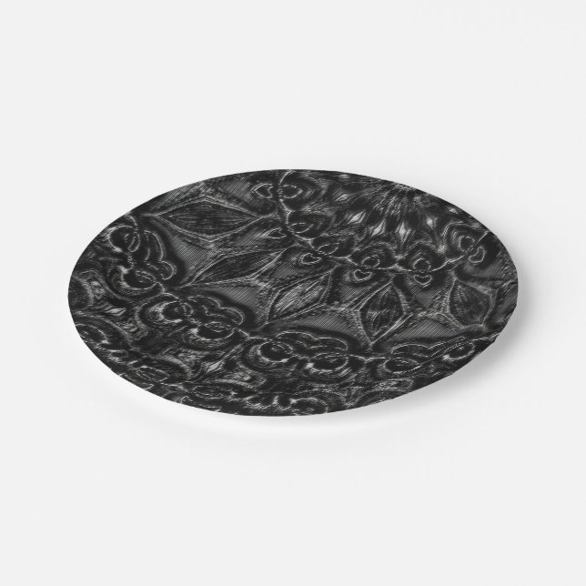 Charcoal Mandala  Paper Plate (Angled)