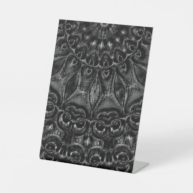 Charcoal Mandala  Pedestal Sign (Front)