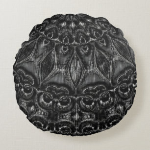 Charcoal Mandala  Round Pillow