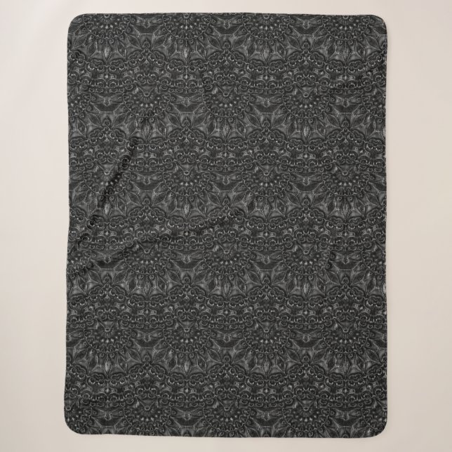 Charcoal Mandala  Sherpa Blanket (Front)