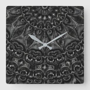 Charcoal Mandala Square Wall Clock
