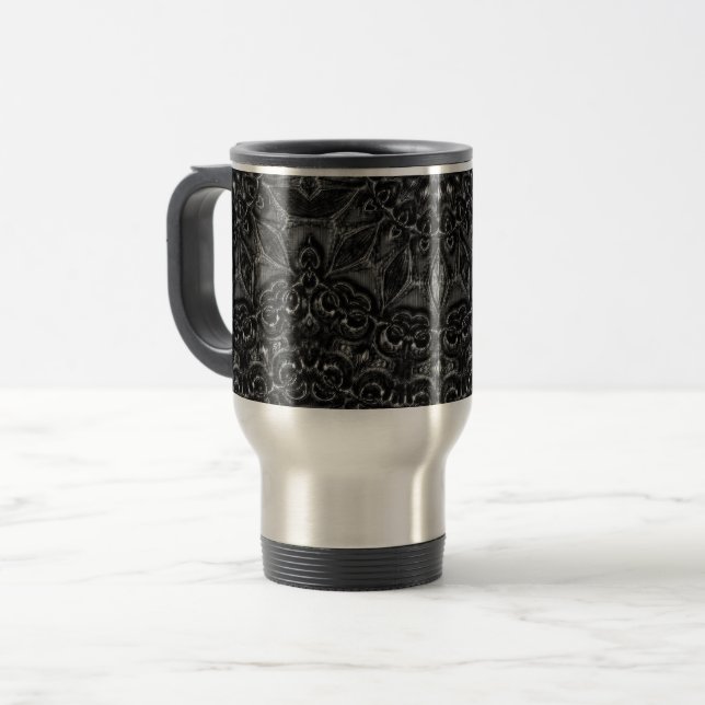 Charcoal Mandala   Travel Mug (Front Left)