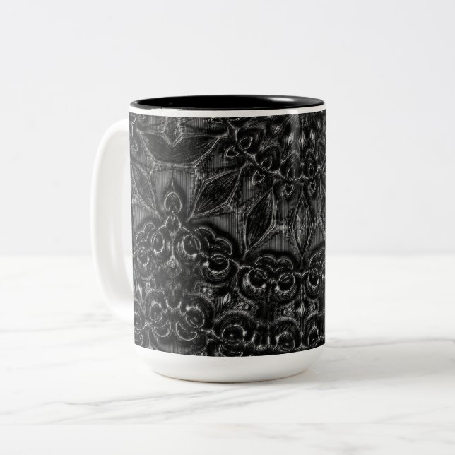 Charcoal Mandala   Two-Tone Coffee Mug (Front Left)