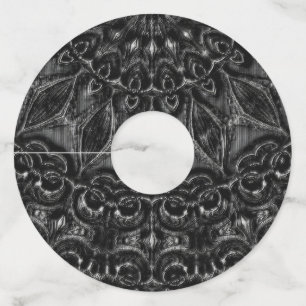 Charcoal Mandala  Wine Glass Tag