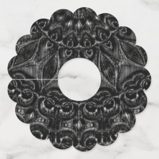 Charcoal Mandala  Wine Glass Tag